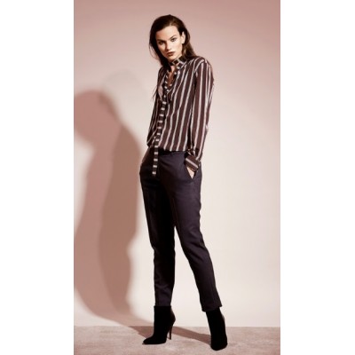 Dante 6 Rita Stripe Blouse + Tie - Cherry Brown / SALE Dante 6 Rita Stripe Blouse + Tie - Cherry Brown / SALE
